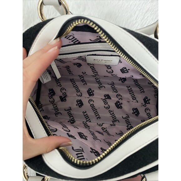 Juicy Couture Sweet N Juicy Apple Satchel Duffle Bag Terry Black Heart Charm - Picture 6 of 12